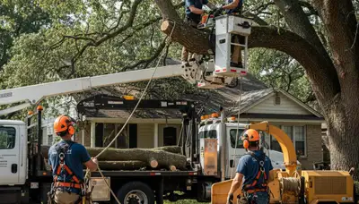 Emergency tree service crew clearing storm-damaged trees in Sarasota, FL
