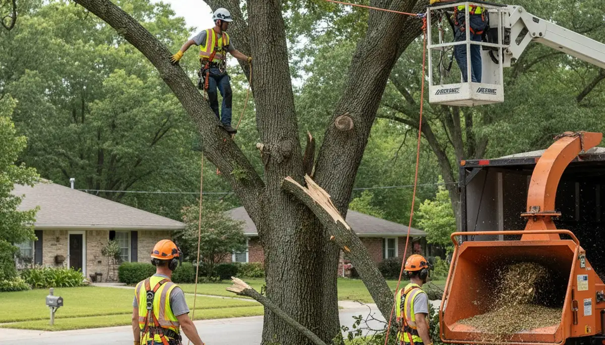 Emergency tree service crew clearing storm-damaged trees in Sarasota, FL