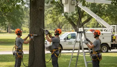 Sarasota, FL arborist treating diseased tree for fungal rot and decline