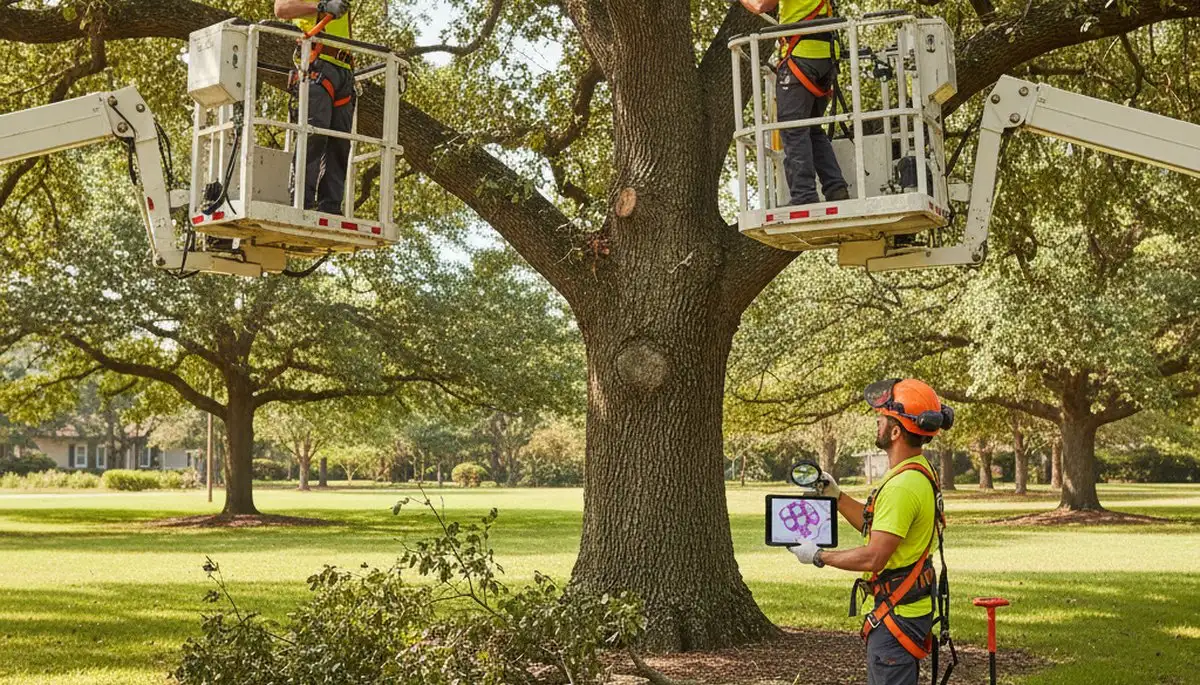 Sarasota, FL arborist treating tree disease with professional tree care equipment