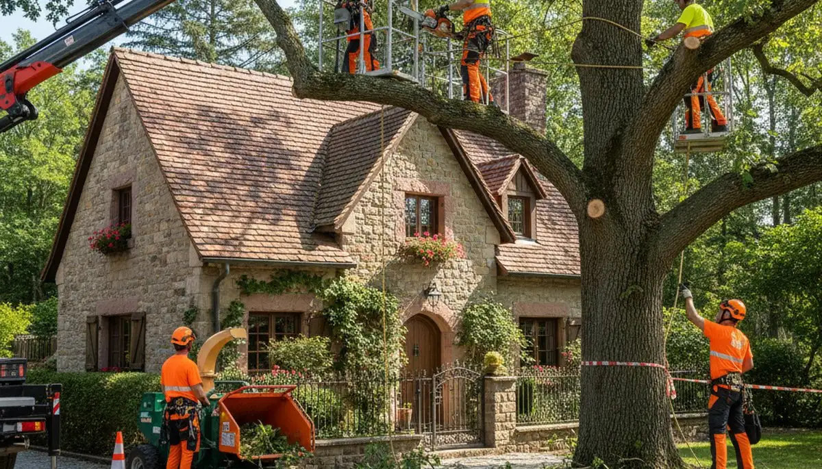 Tree service crew in Sarasota, FL performing professional tree trimming and removal