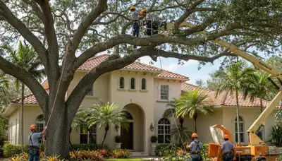 Tree service crew in Sarasota, FL performing professional tree trimming and removal