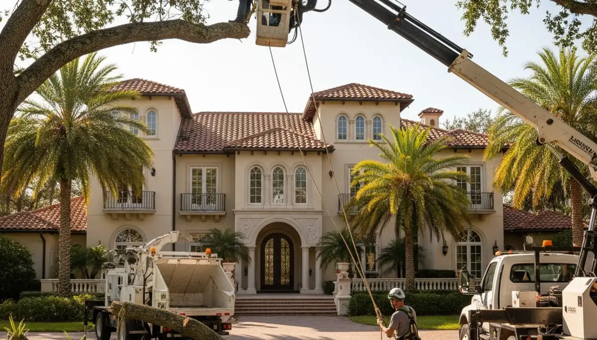 Sarasota, FL tree service crew trimming trees for safe, professional property care