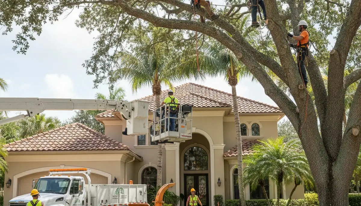 Tree service crew in Sarasota, FL providing professional tree trimming and removal services